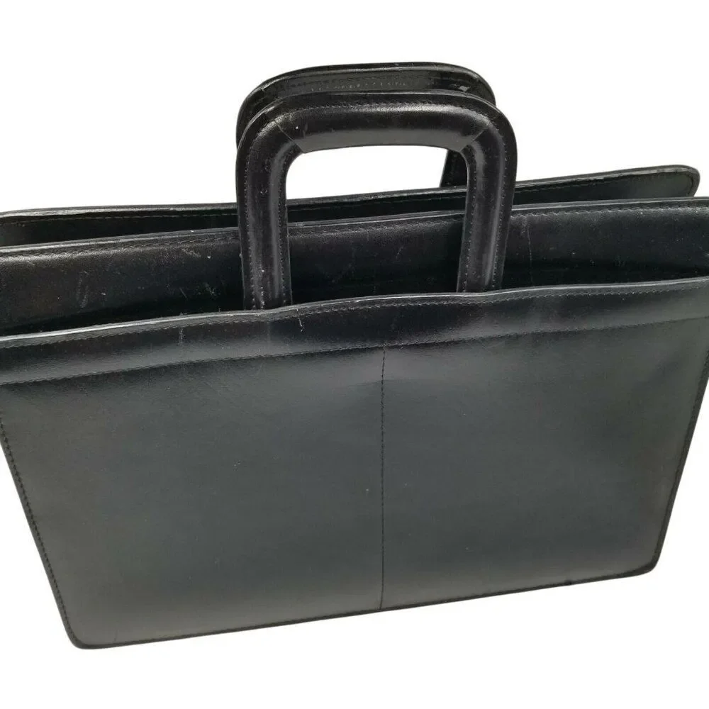 Black Briefcase Leather Unisex Laptop 15